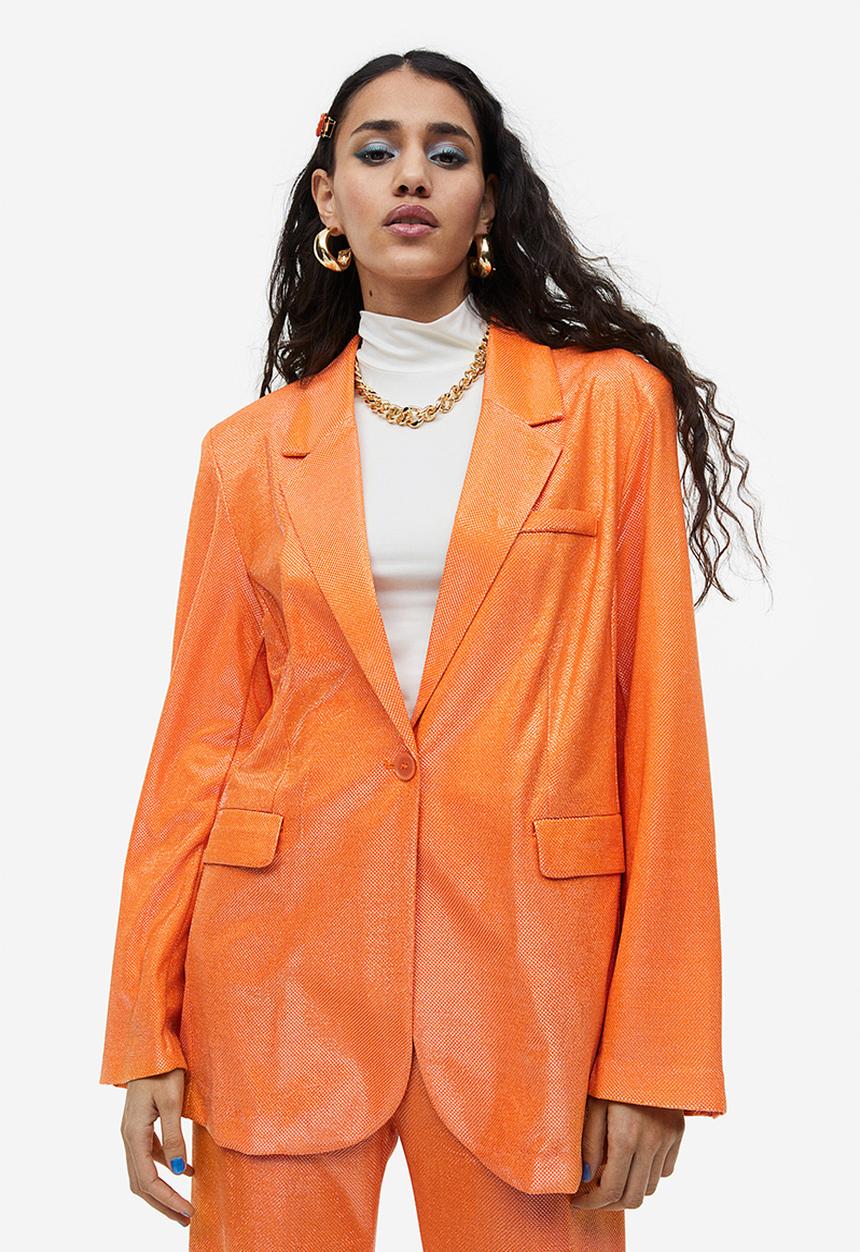 H&M - Single-breasted blazer - orange/glittery