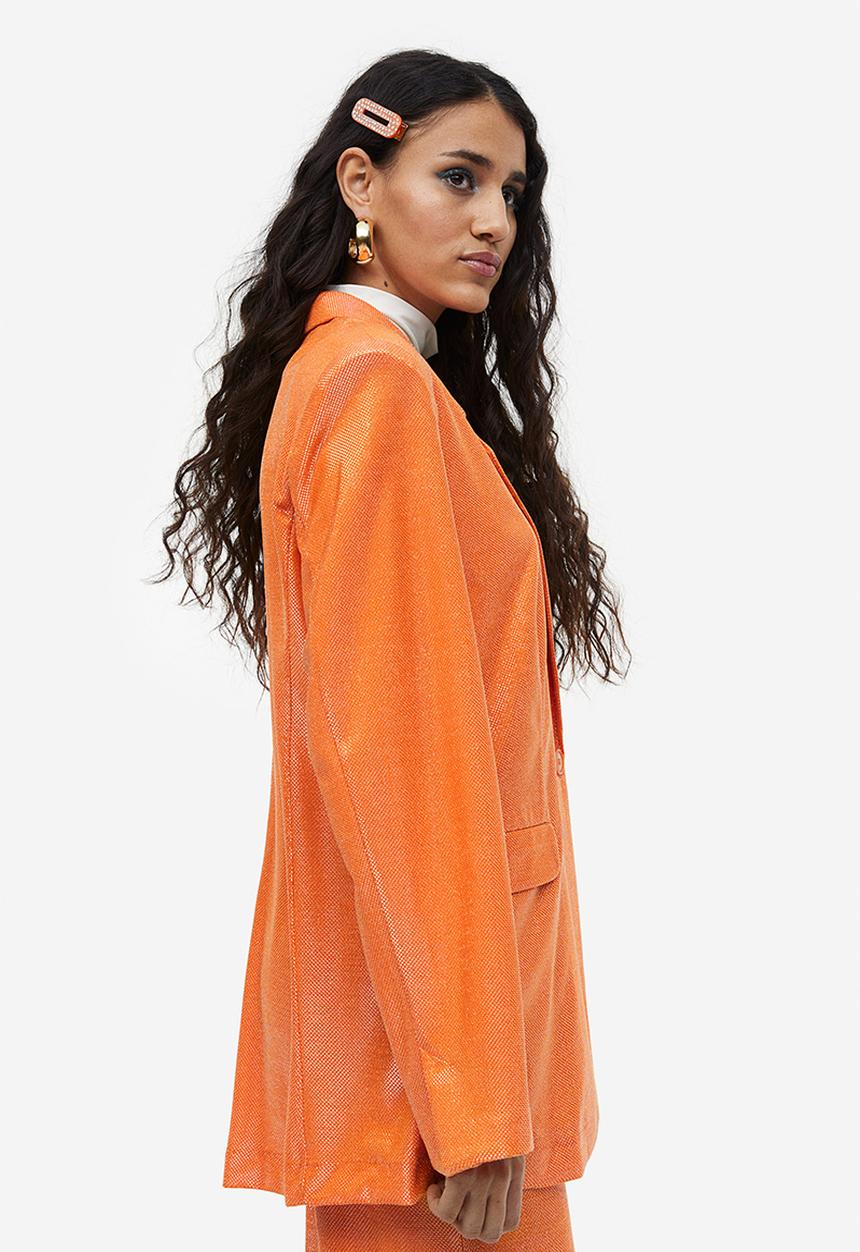 H&M - Single-breasted blazer - orange/glittery