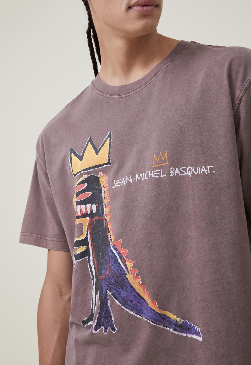 Cotton On - Basquiat loose fit t-shirt - lcn bsq woodchip & dinosaur