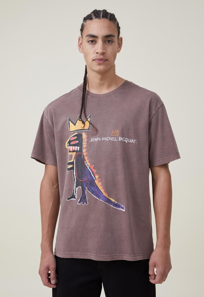 Cotton On - Basquiat loose fit t-shirt - lcn bsq woodchip & dinosaur