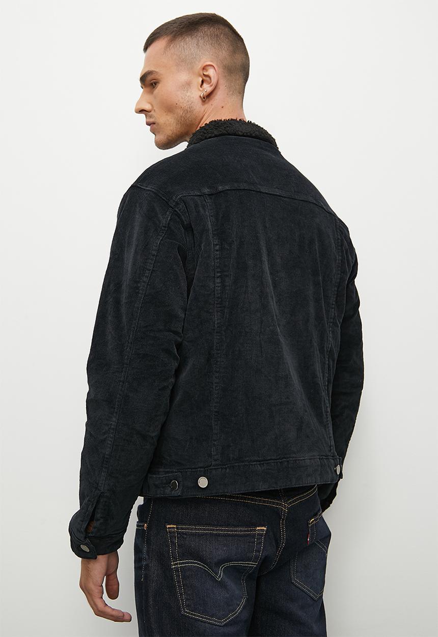 Superbalist - Tibet lined corduroy trucker - black