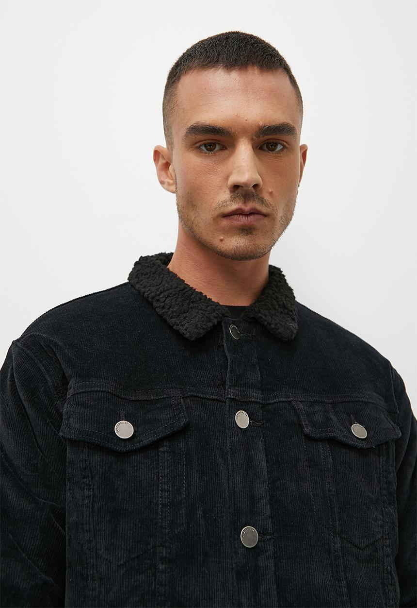 Superbalist - Tibet lined corduroy trucker - black