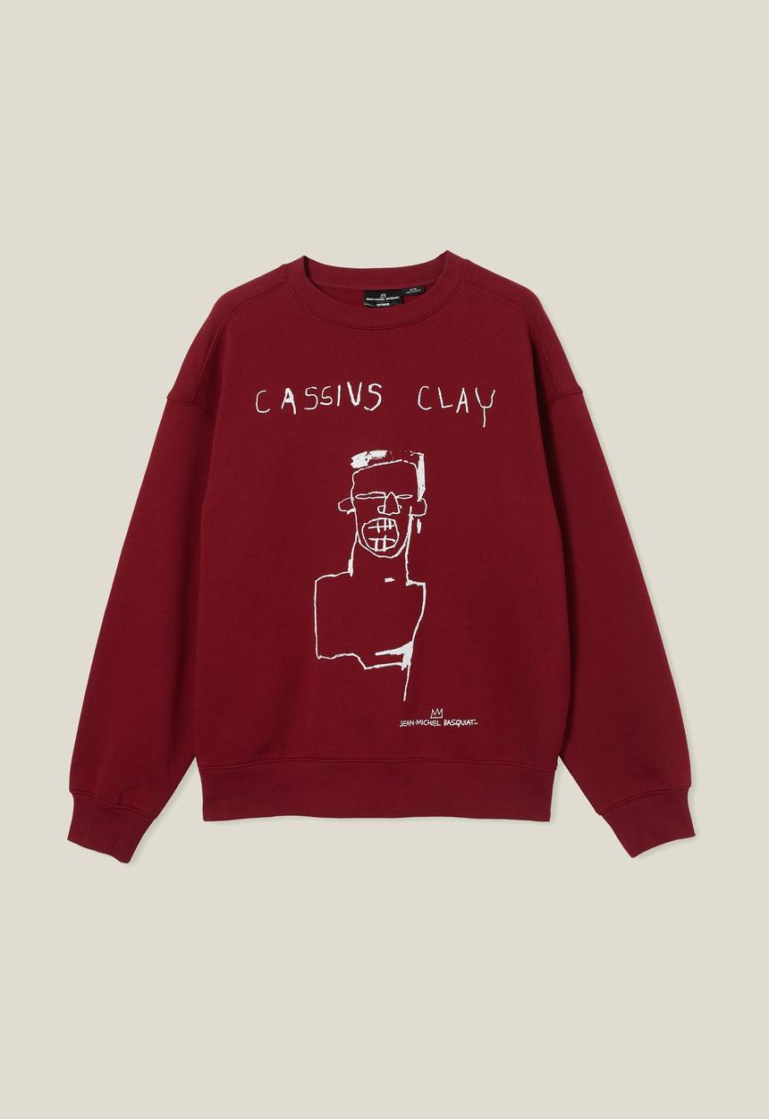 Cotton On - Basquiat oversized crew sweater - lcn bsq crimson/basquiat - cassius c