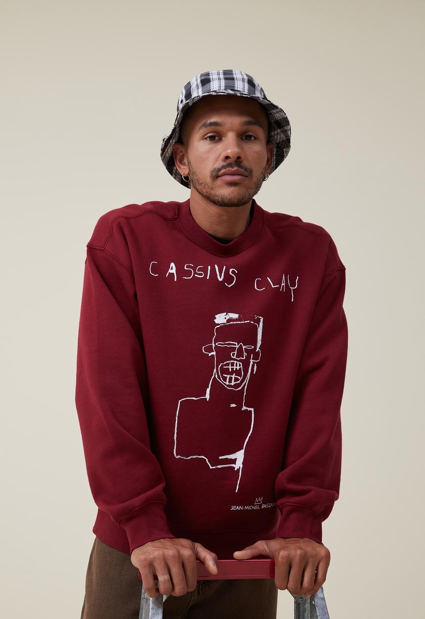 Cotton On - Basquiat oversized crew sweater - lcn bsq crimson/basquiat - cassius c