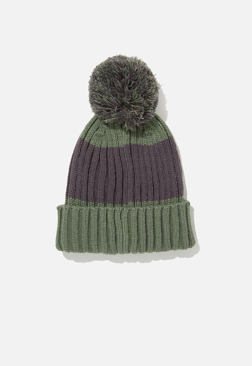 Cotton On - Winter rib knit beanie - swag green/rabbit grey