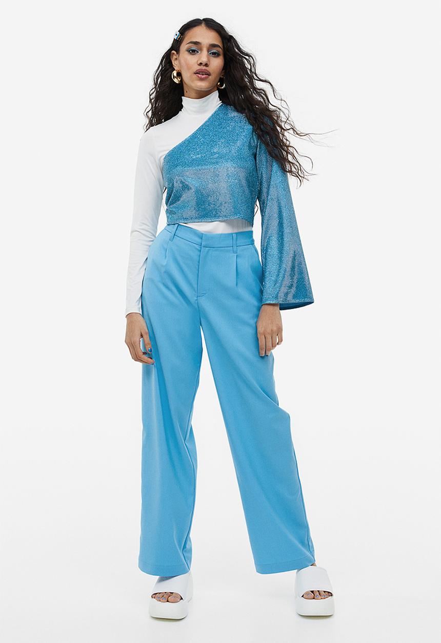 H&M - Glittery one-shoulder top - blue/glittery