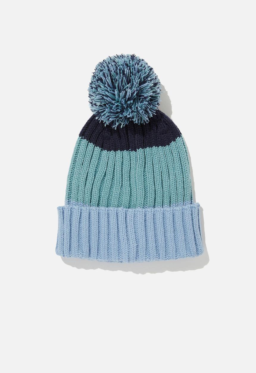 Cotton On - Winter rib knit beanie - dusty blue/multi