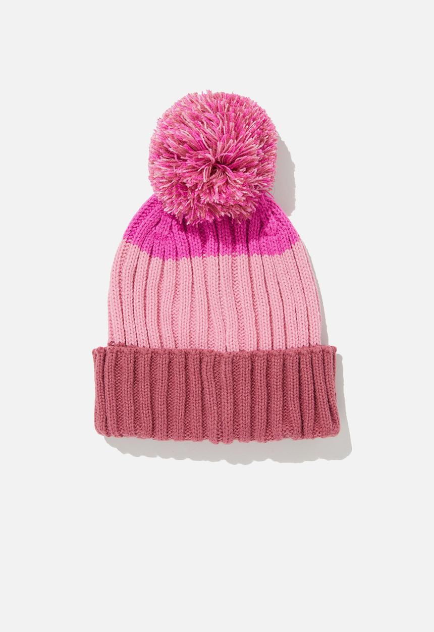 Cotton On - Winter rib knit beanie - very berry/multi