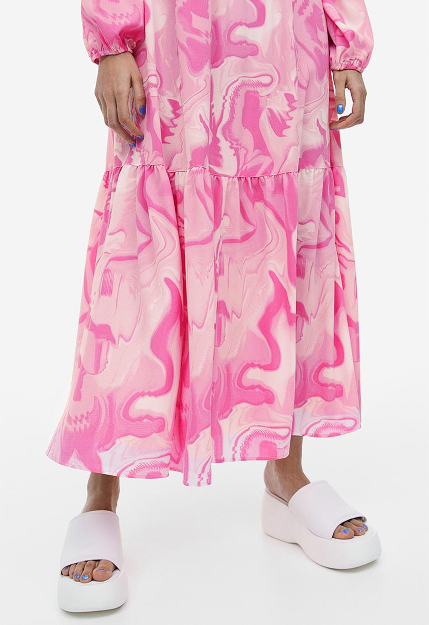 H&M - Tiered dress - light pink/tie-dye