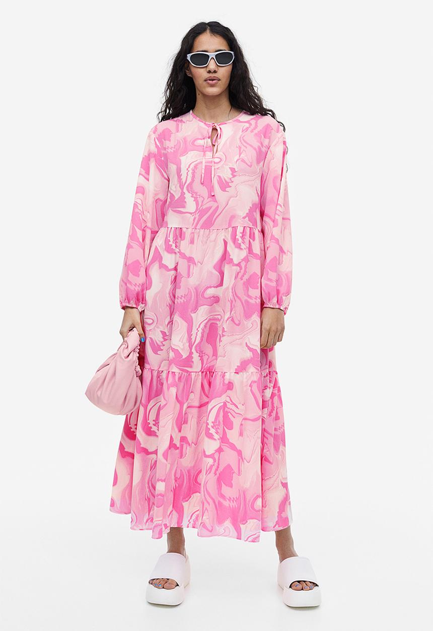 H&M - Tiered dress - light pink/tie-dye