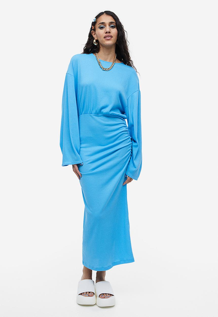 H&M - Crinkled gathered dress - blue