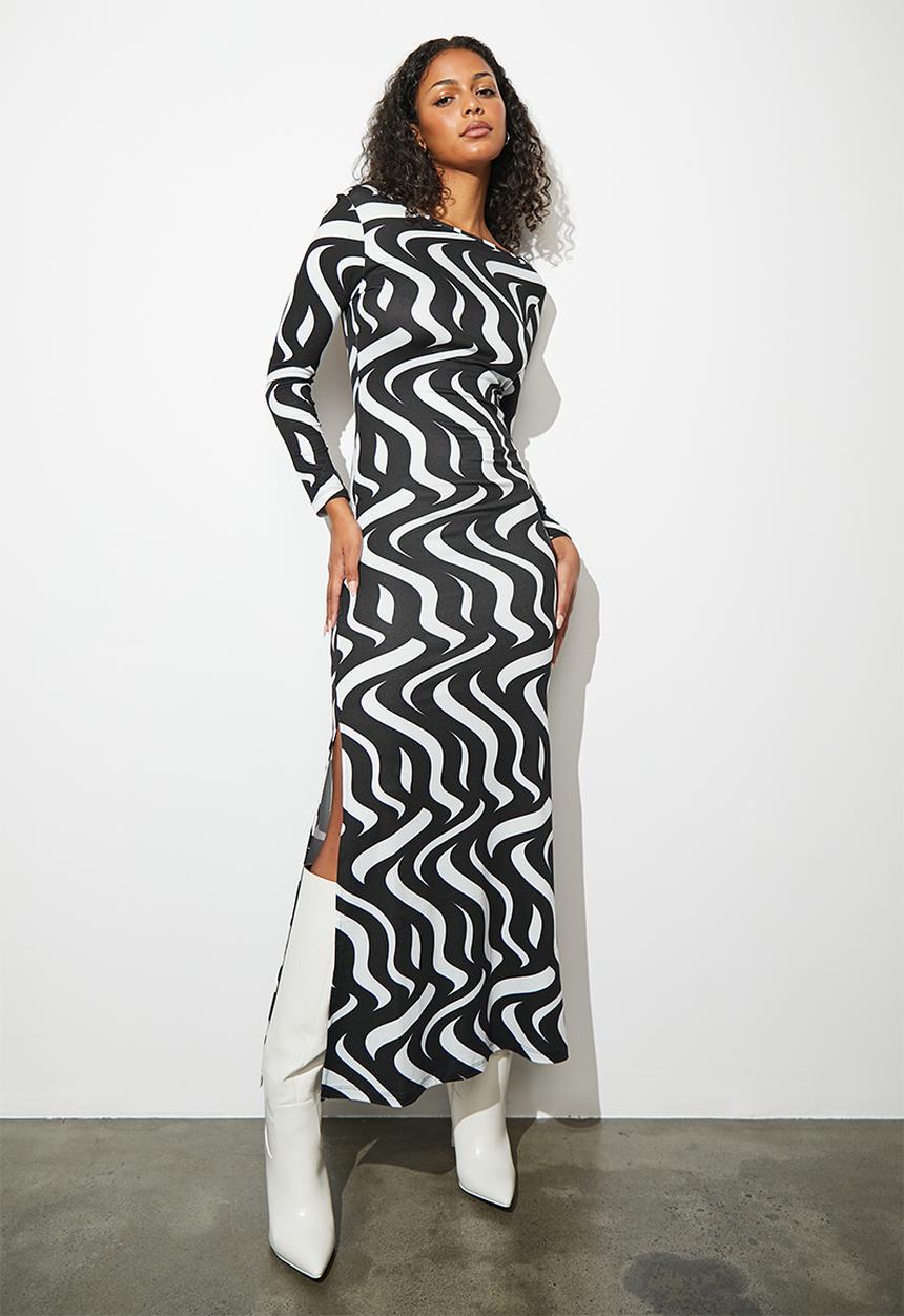 Superbalist - Scoop back knit column maxi dress - bold wavy curves
