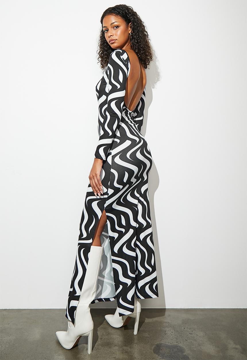 Superbalist - Scoop back knit column maxi dress - bold wavy curves