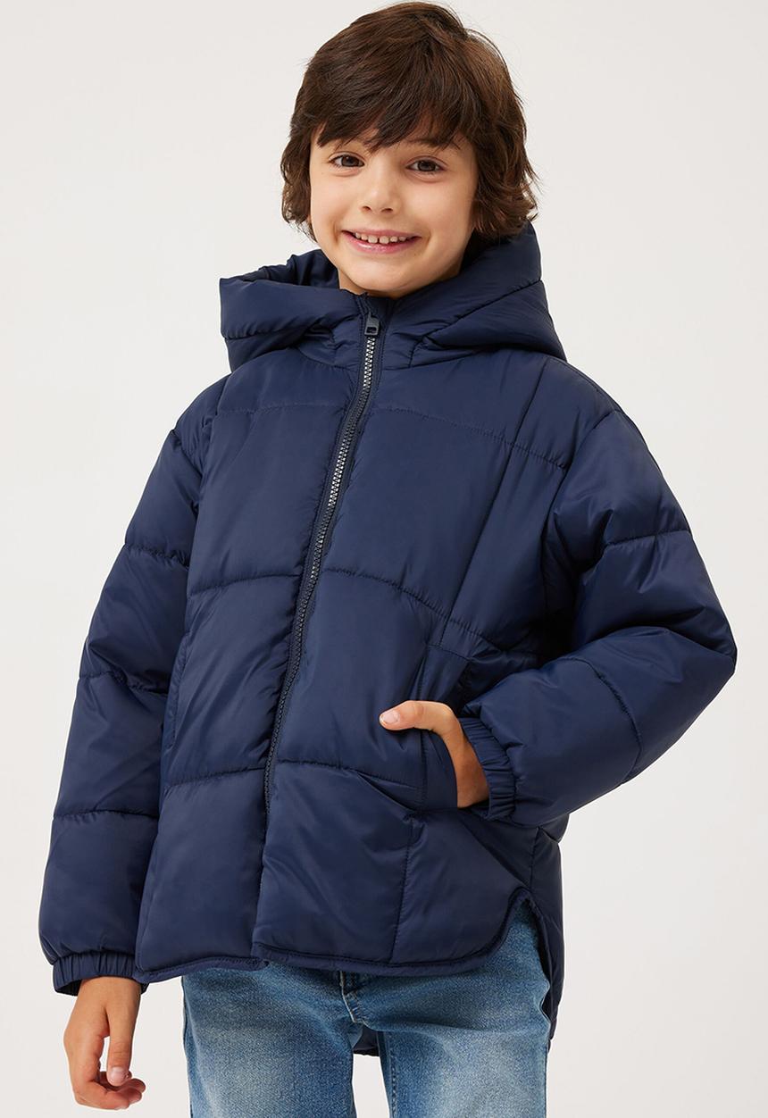 Cotton On - Unisex hooded puffer jacket - navy blazer