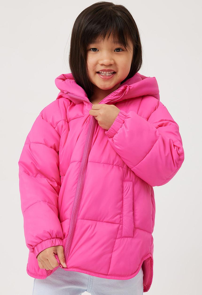 Cotton On - Unisex hooded puffer jacket - raspberry pink