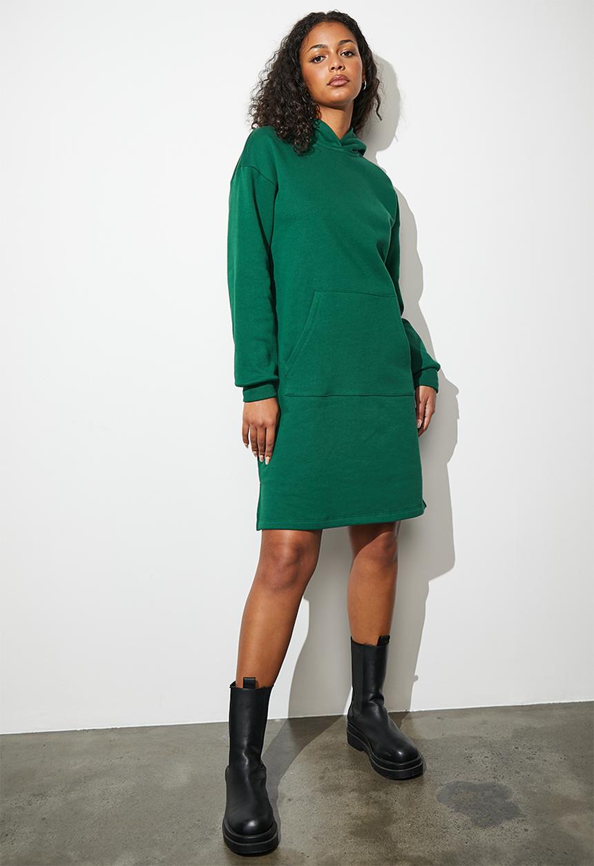 Superbalist - Kangaroo pocket sweat dress - bottle green