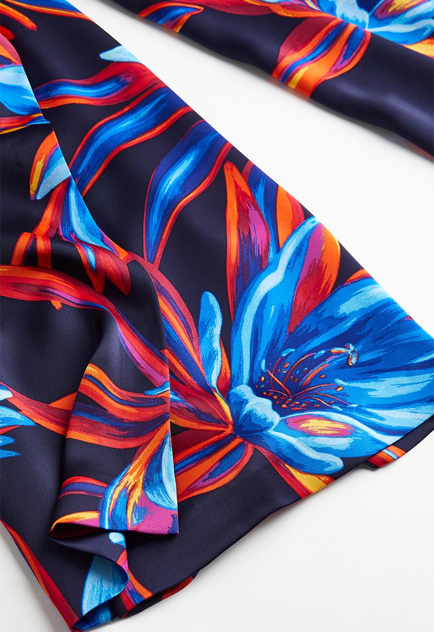 H&M - Patterned trousers - navy blue/patterned