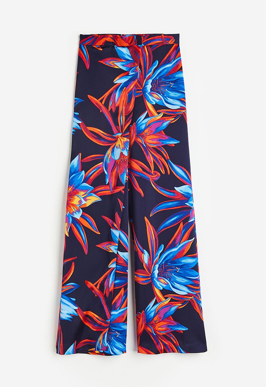 H&M - Patterned trousers - navy blue/patterned