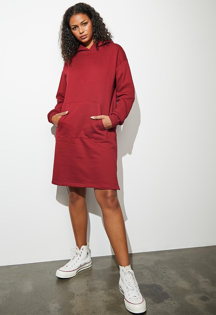 Superbalist - Kangaroo pocket sweat dress - port