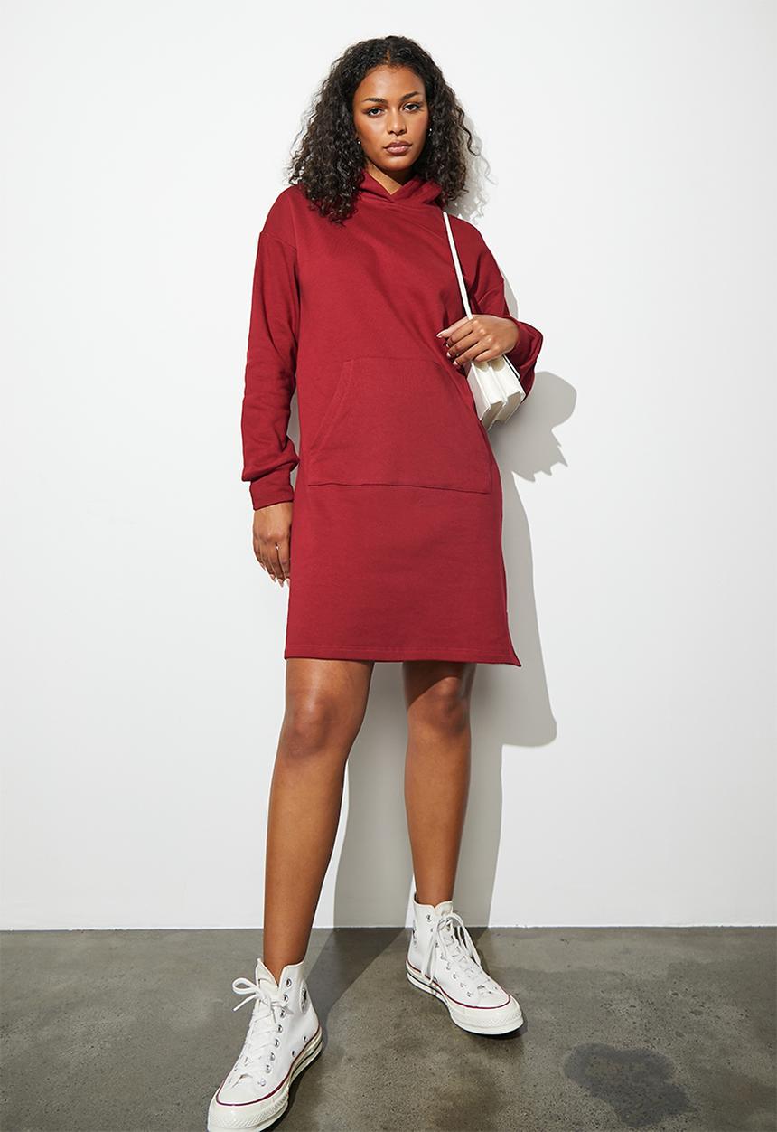 Superbalist - Kangaroo pocket sweat dress - port