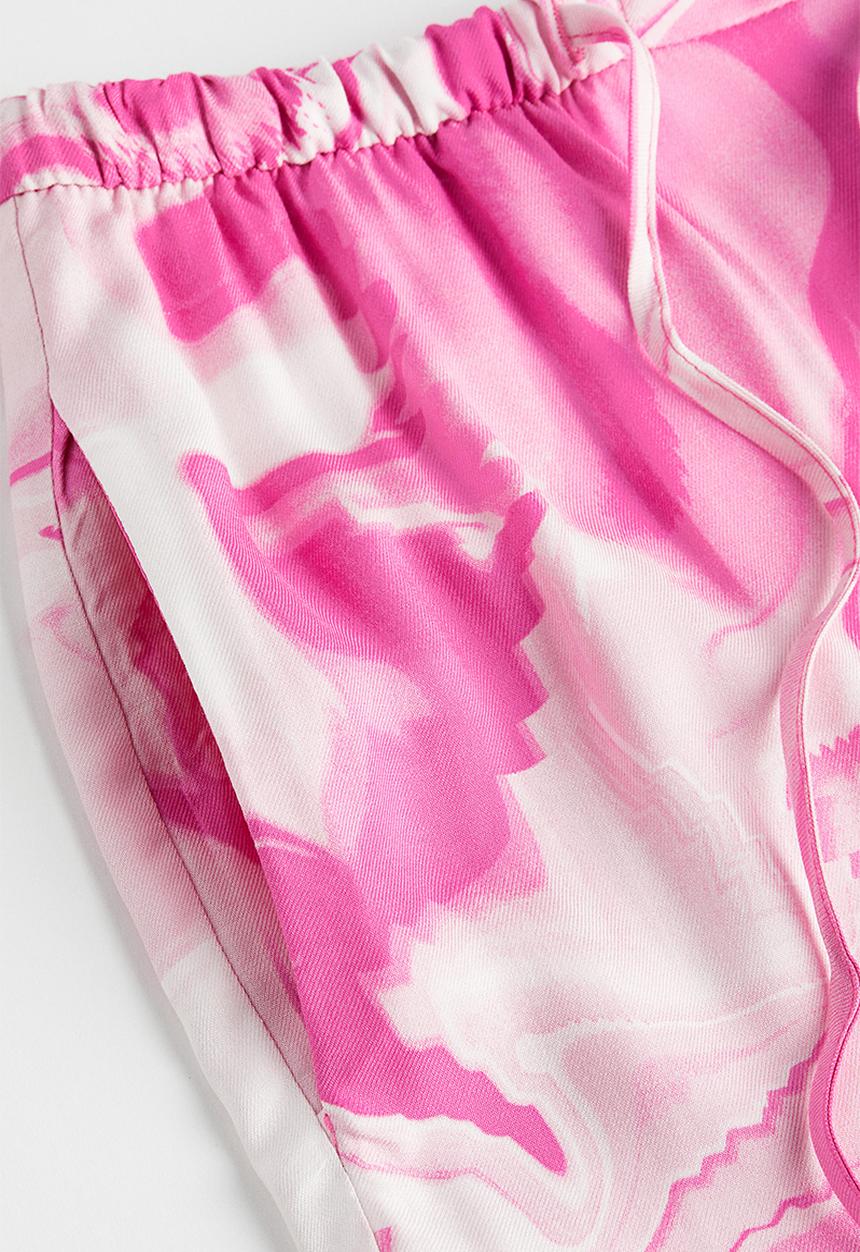 H&M - Pull-on satin trousers - light pink/tie-dye