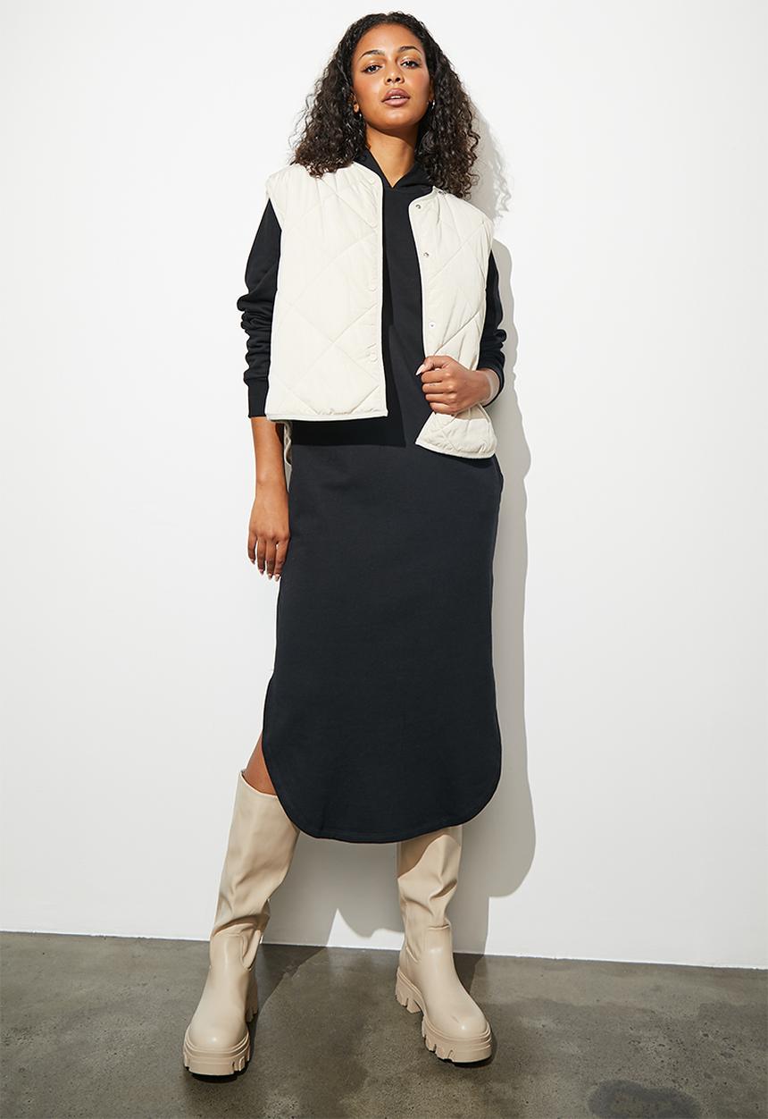 Superbalist - Curved hem hooded sweat dress - black