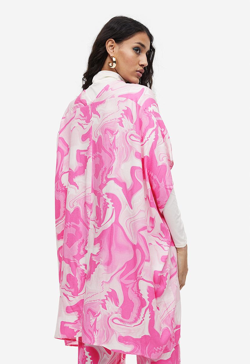 H&M - V-neck kaftan dress - light pink/tie-dye