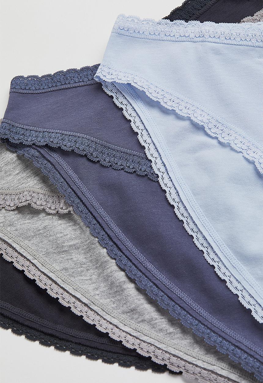 H&M - H&m+ 7-pack cotton jersey bikini briefs - dark grey/grey marl