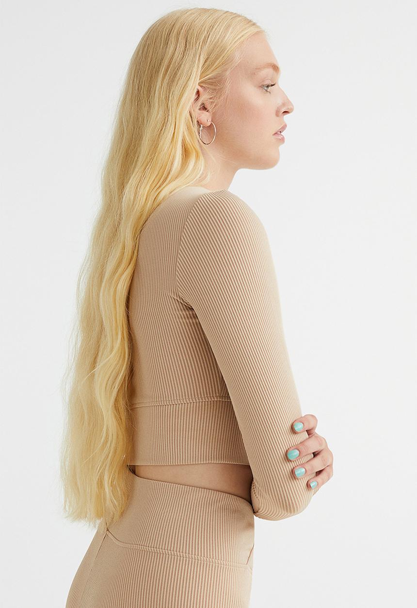 H&M - Ribbed cropped top - beige