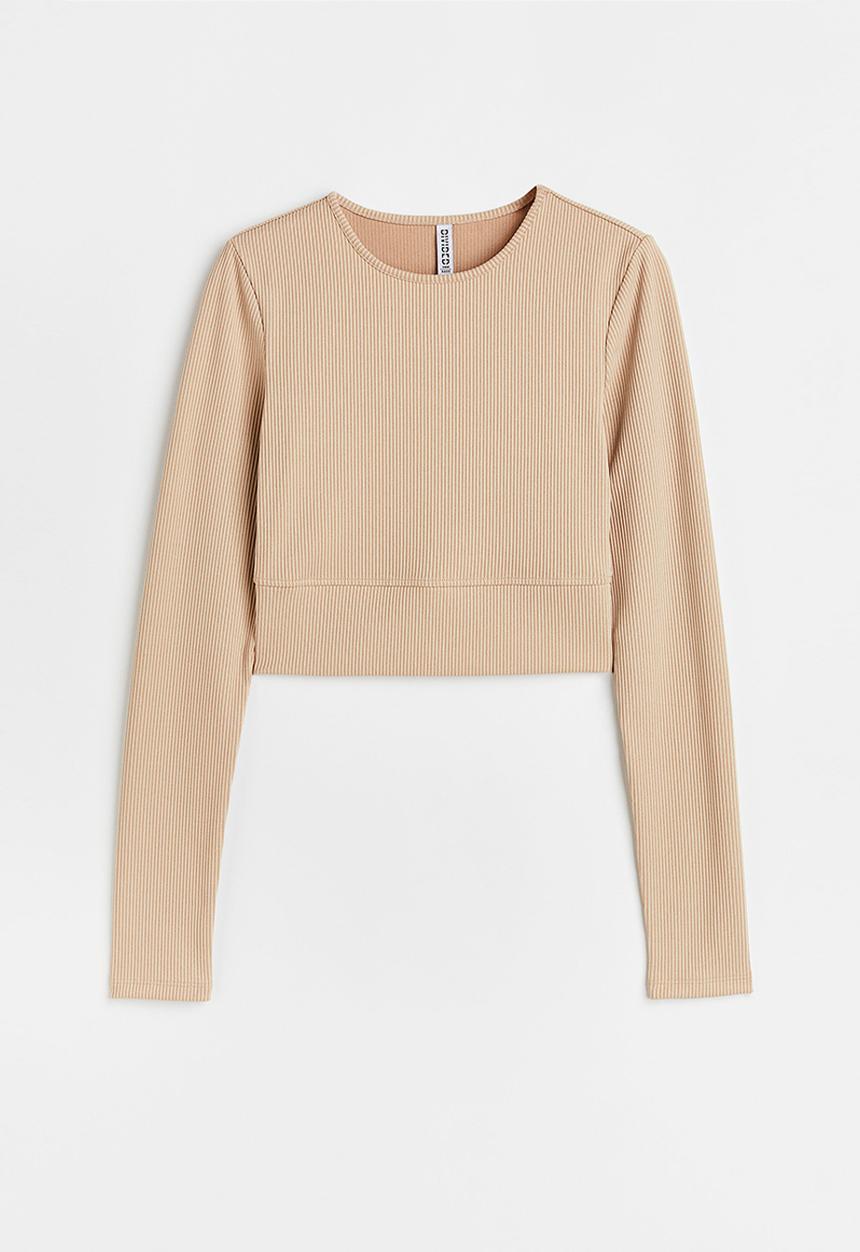 H&M - Ribbed cropped top - beige