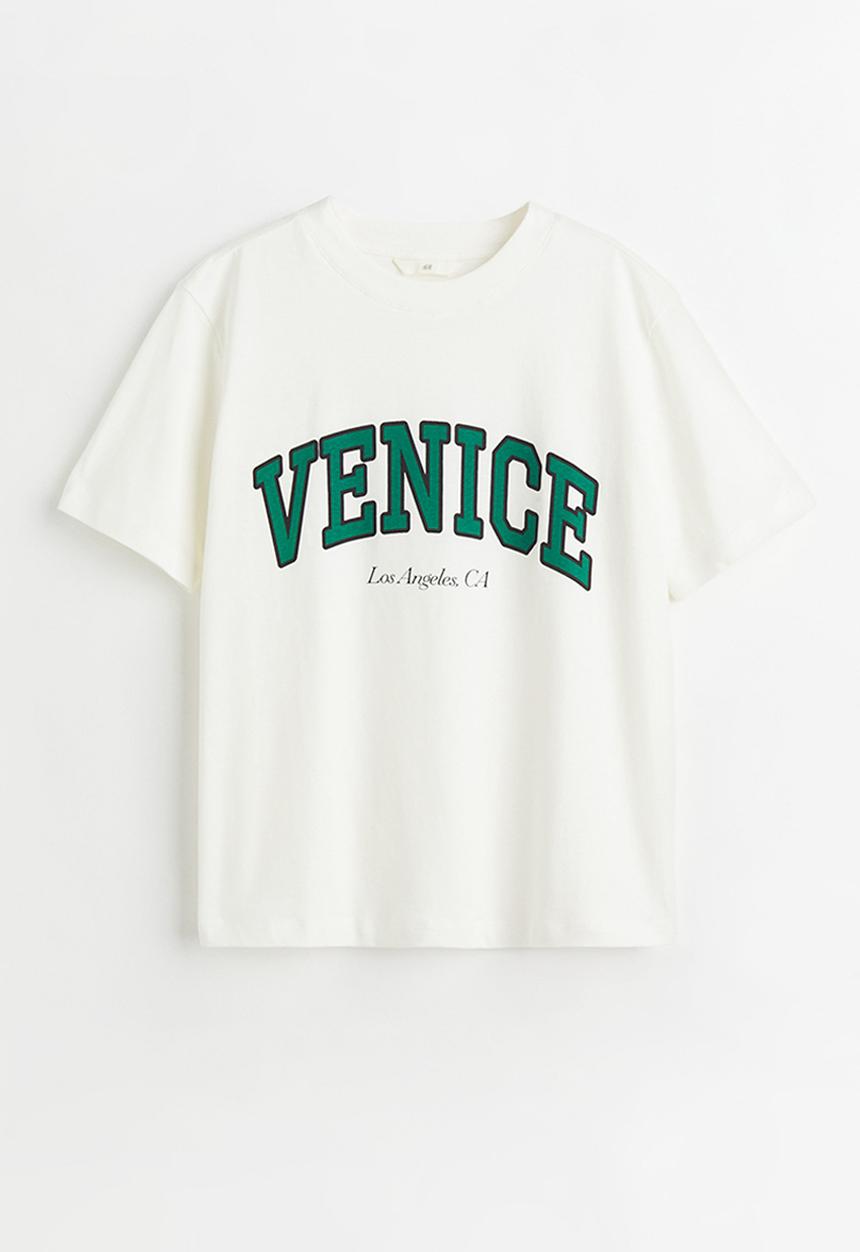 H&M - Cotton T-shirt - cream/venice
