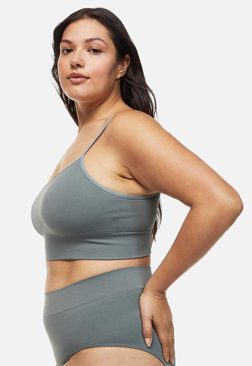 H&M - H&m+ seamless bralette - grey-green