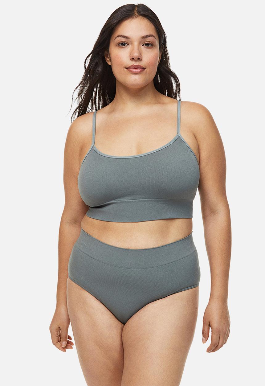 H&M - H&m+ seamless bralette - grey-green