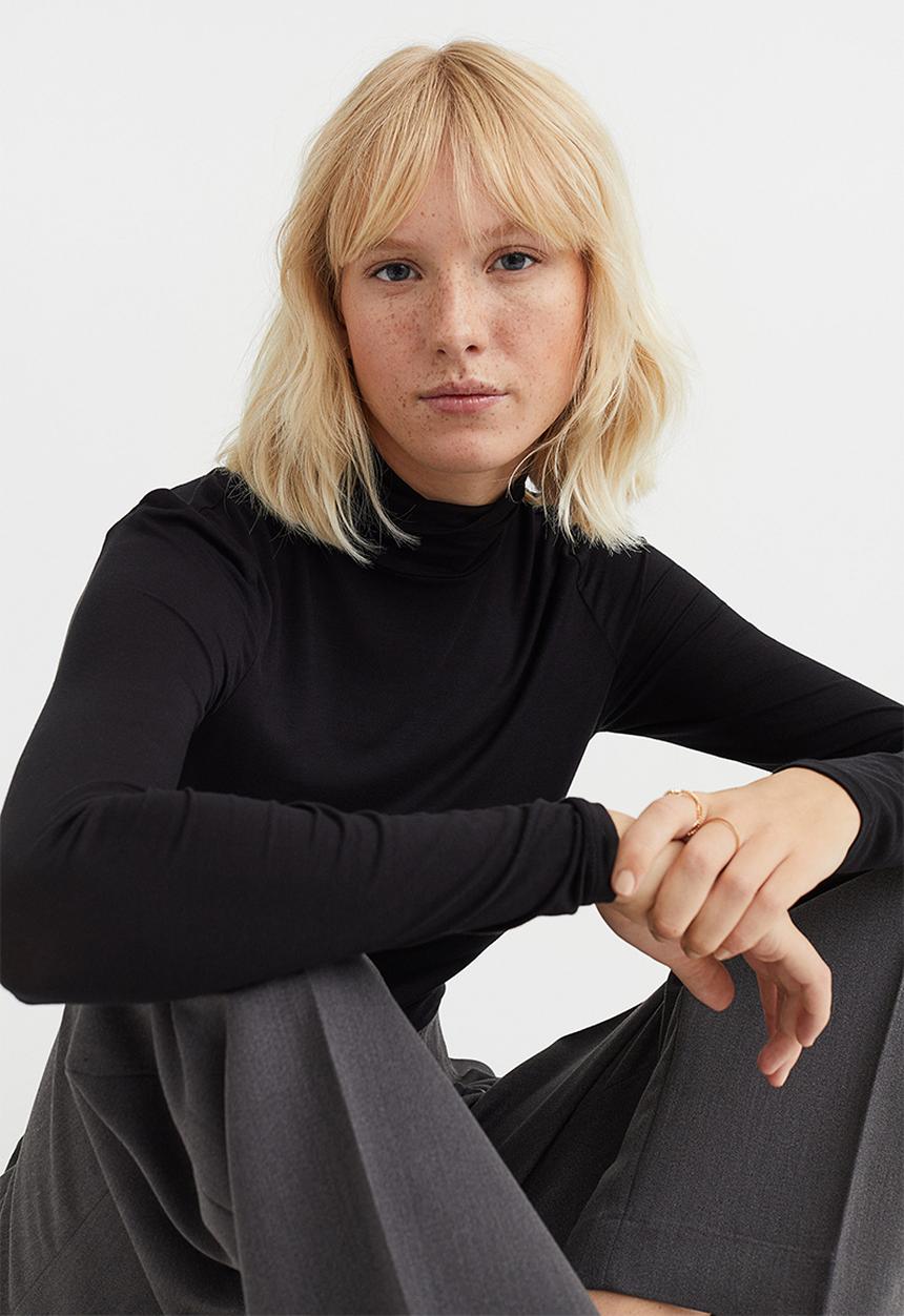 H&M - Polo-neck top - black
