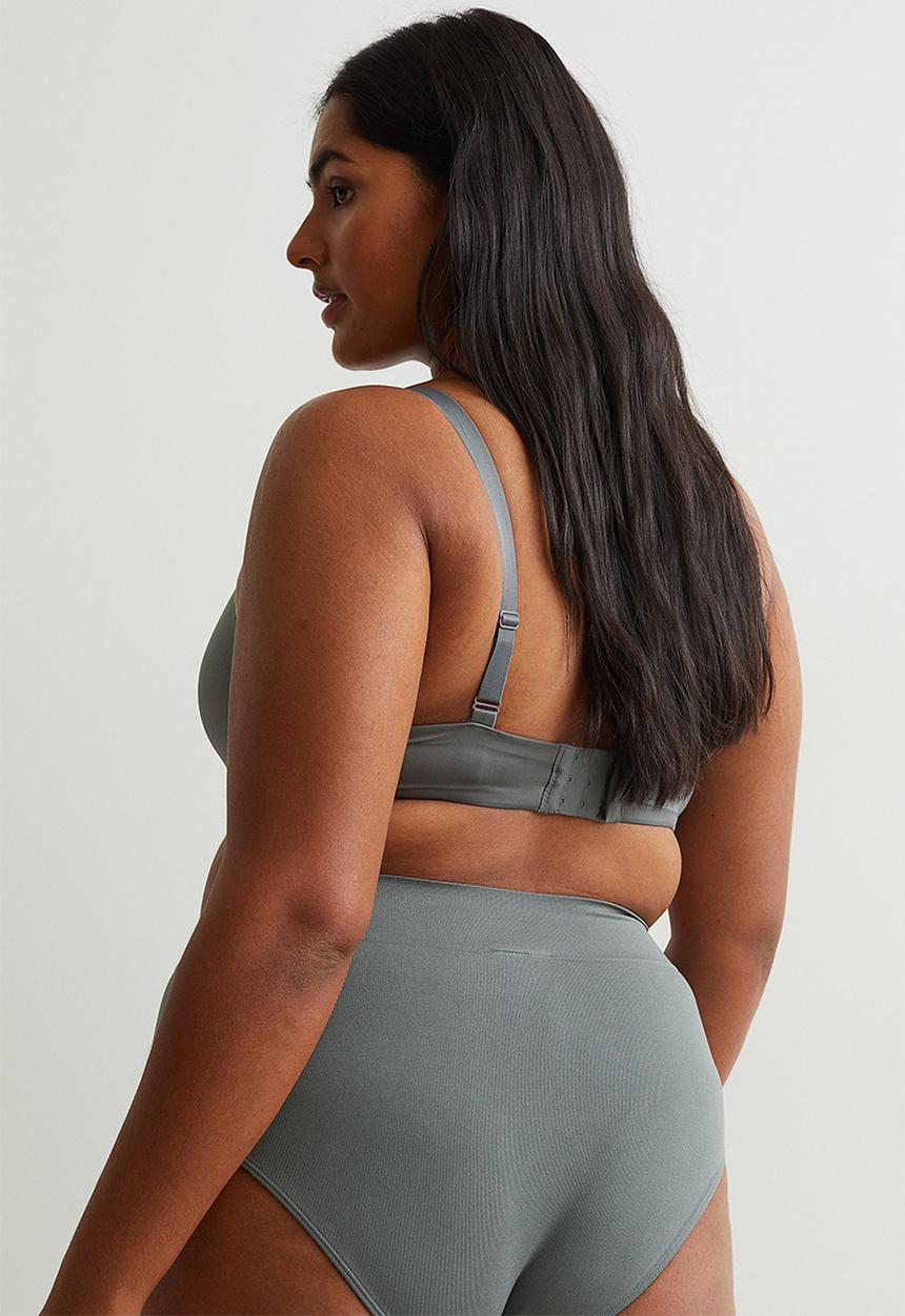 H&M - H&m+ 2-pack seamless bikini briefs - grey/powder pink