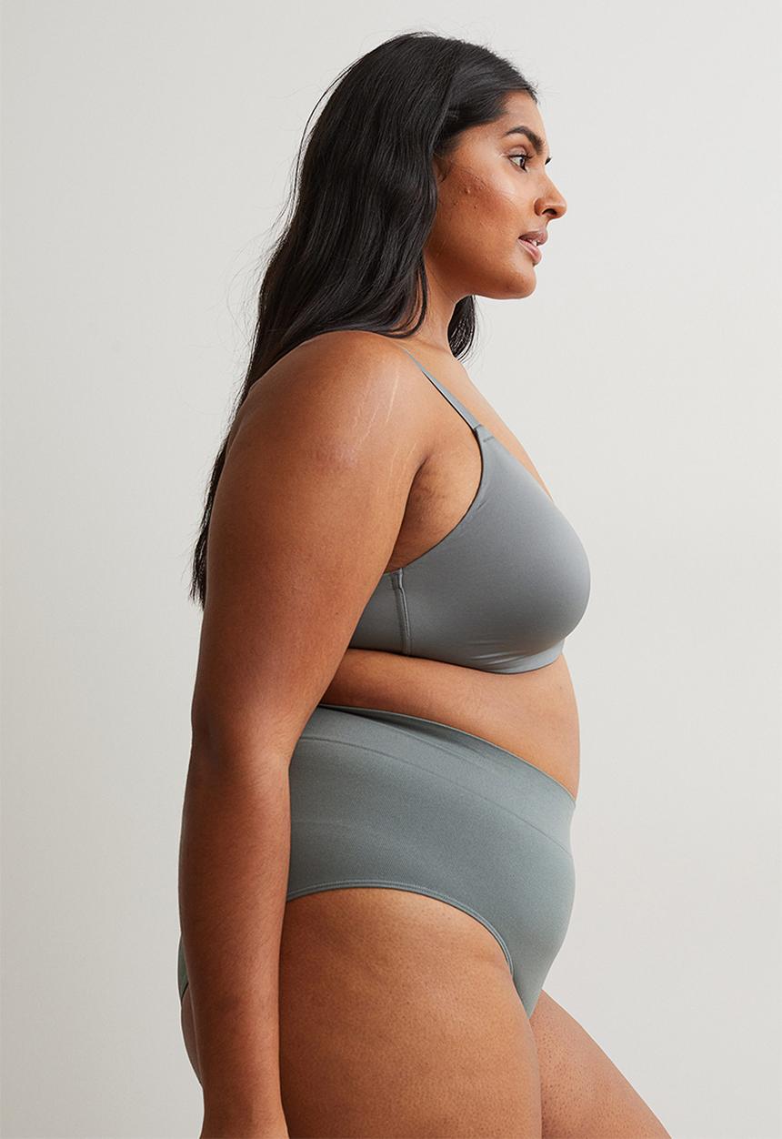 H&M - H&m+ 2-pack seamless bikini briefs - grey/powder pink