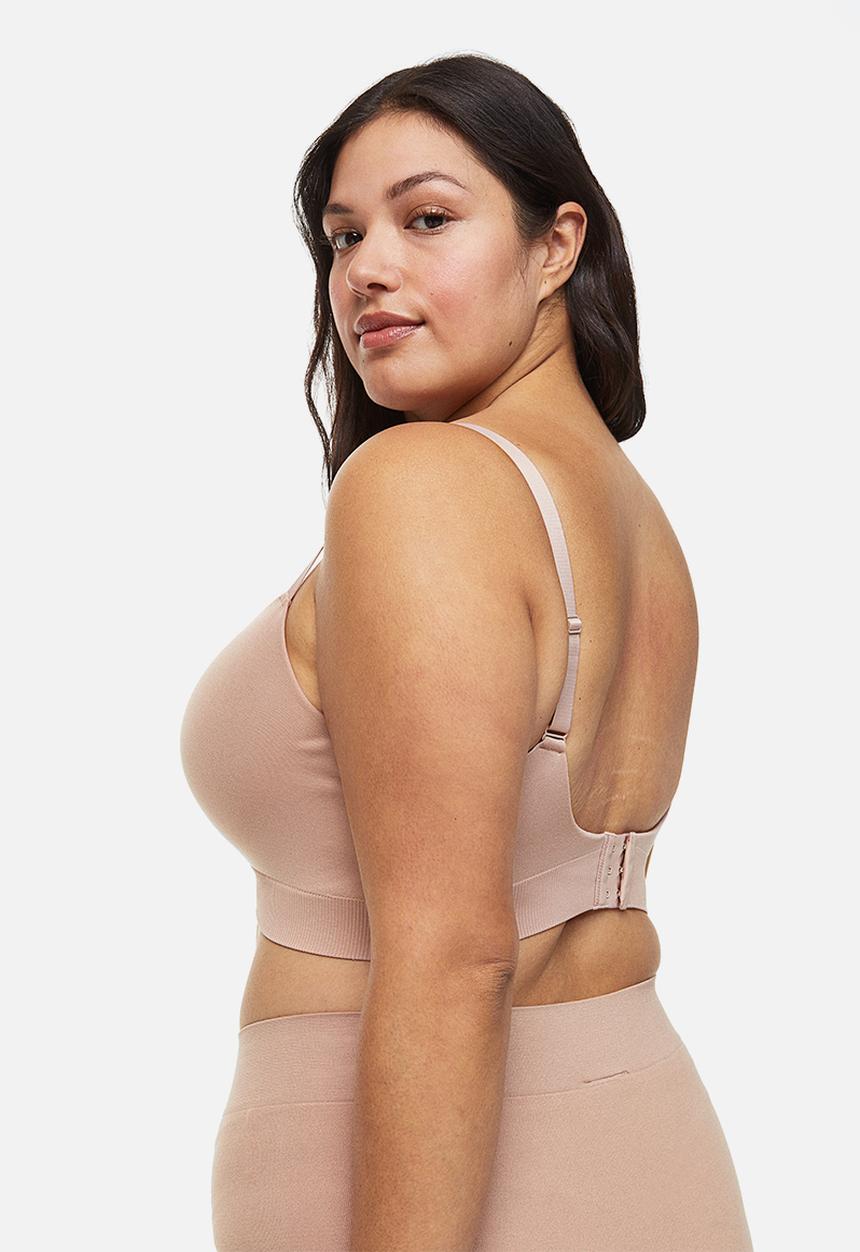 H&M - H&m+ padded jersey bra - pink