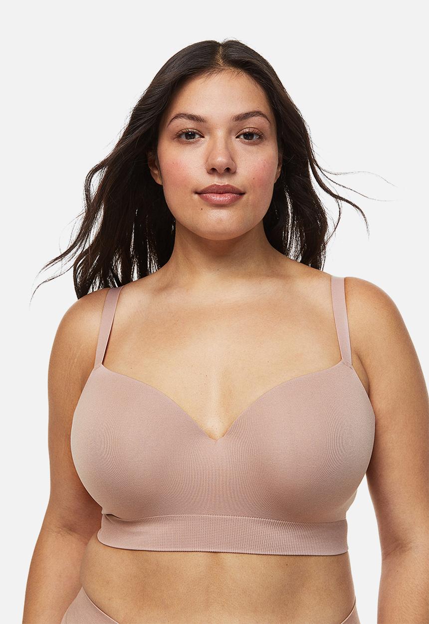 H&M - H&m+ padded jersey bra - pink