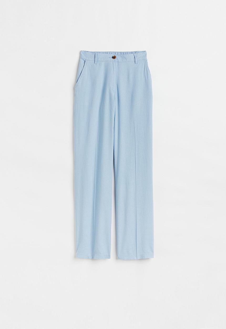 H&M - Straight linen-blend trousers - blue