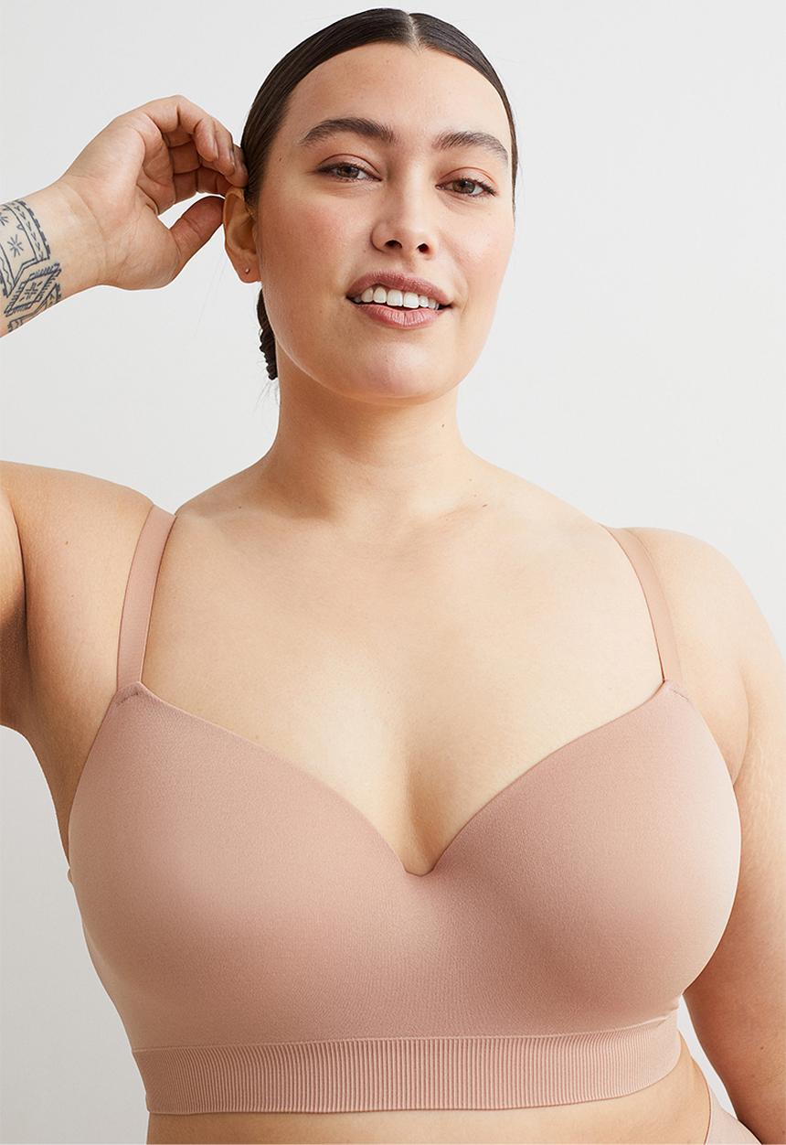H&M - H&m+ padded jersey bra - powder beige