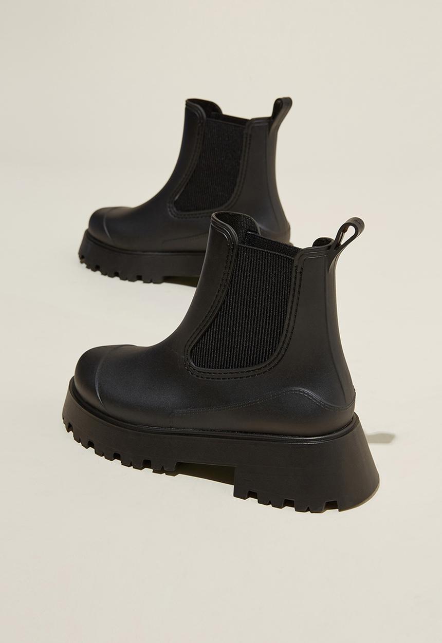 Cotton On - River ankle rainboot - black