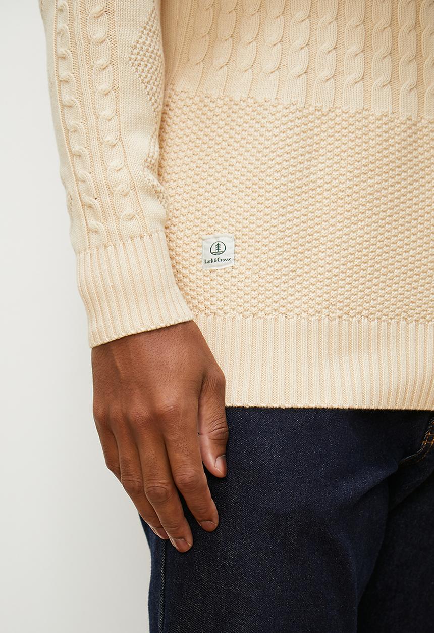 Lark & Crosse - Regular fit cable knit - oatmeal