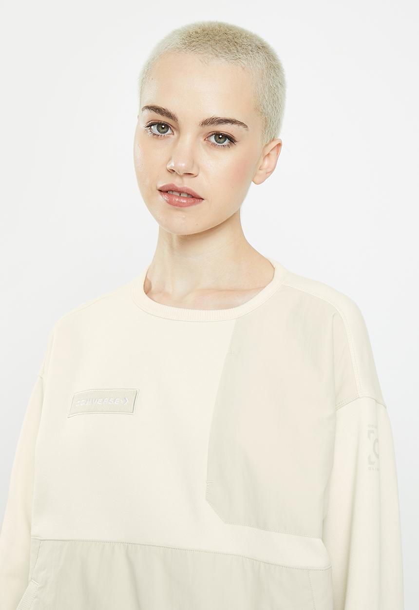 Converse - Utility brushed back fleece crew pullover - egret