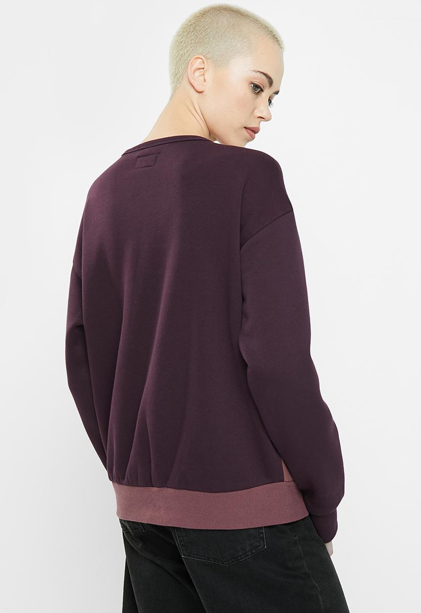 Converse - Utility brushed back fleece crew pullover - black cherry