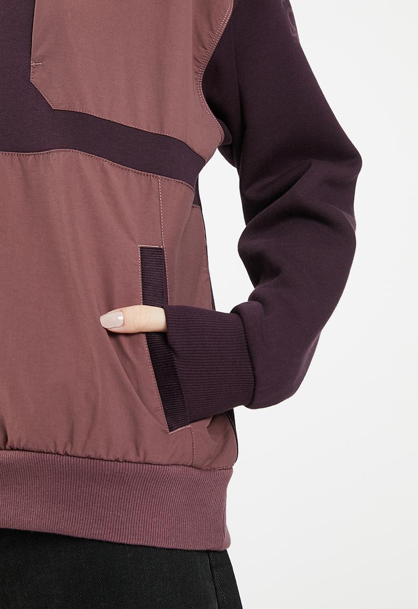 Converse - Utility brushed back fleece crew pullover - black cherry