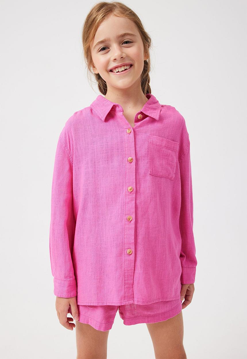 Cotton On - Lola long sleeve shirt - raspberry pink