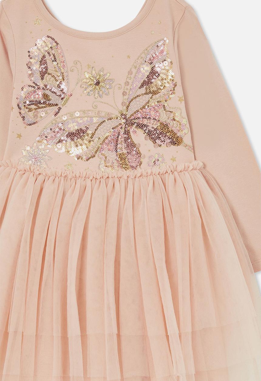 Cotton On - Iris long sleeve dress - dusty pink/butterfly daydream