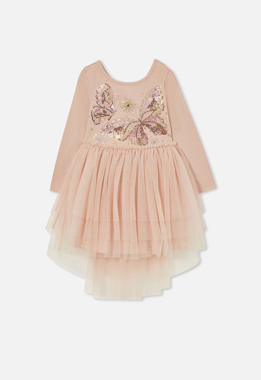 Cotton On - Iris long sleeve dress - dusty pink/butterfly daydream