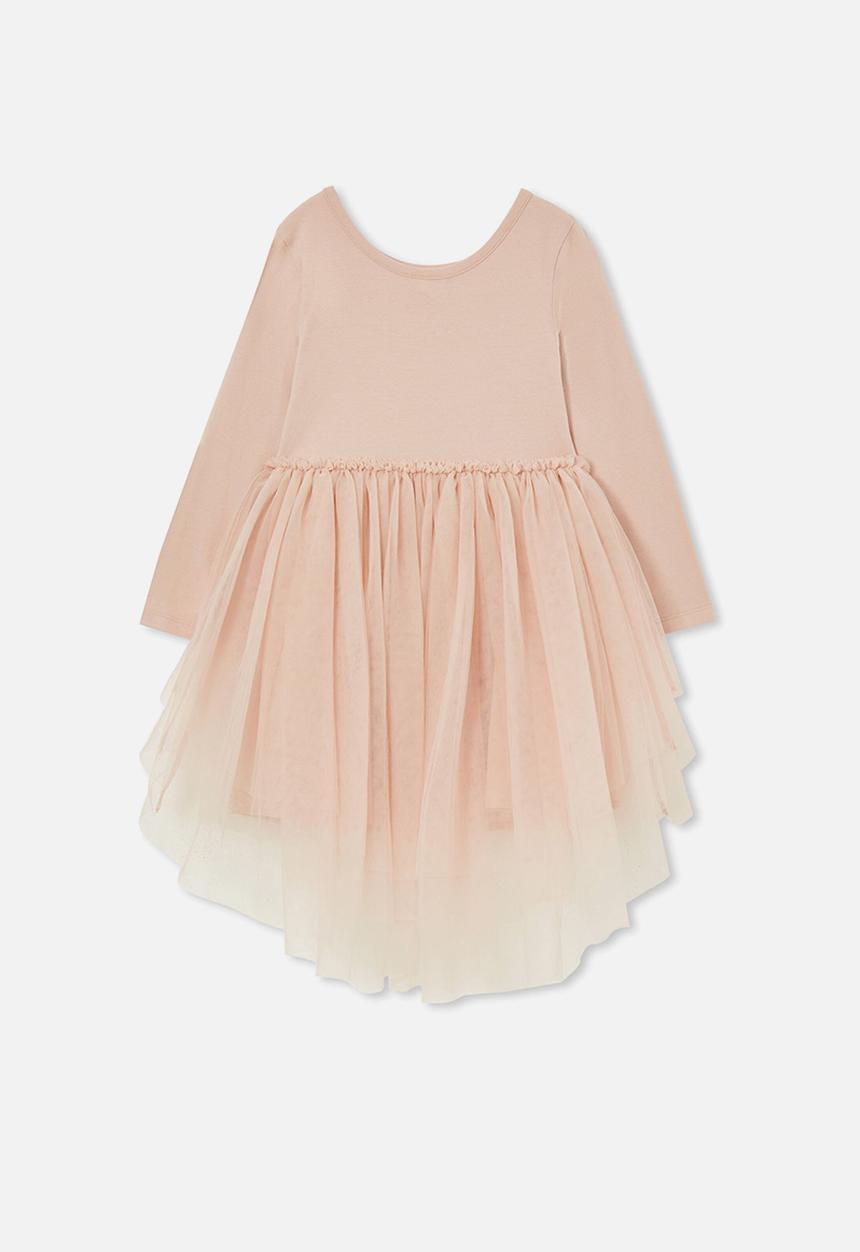 Cotton On - Iris long sleeve dress - dusty pink/butterfly daydream