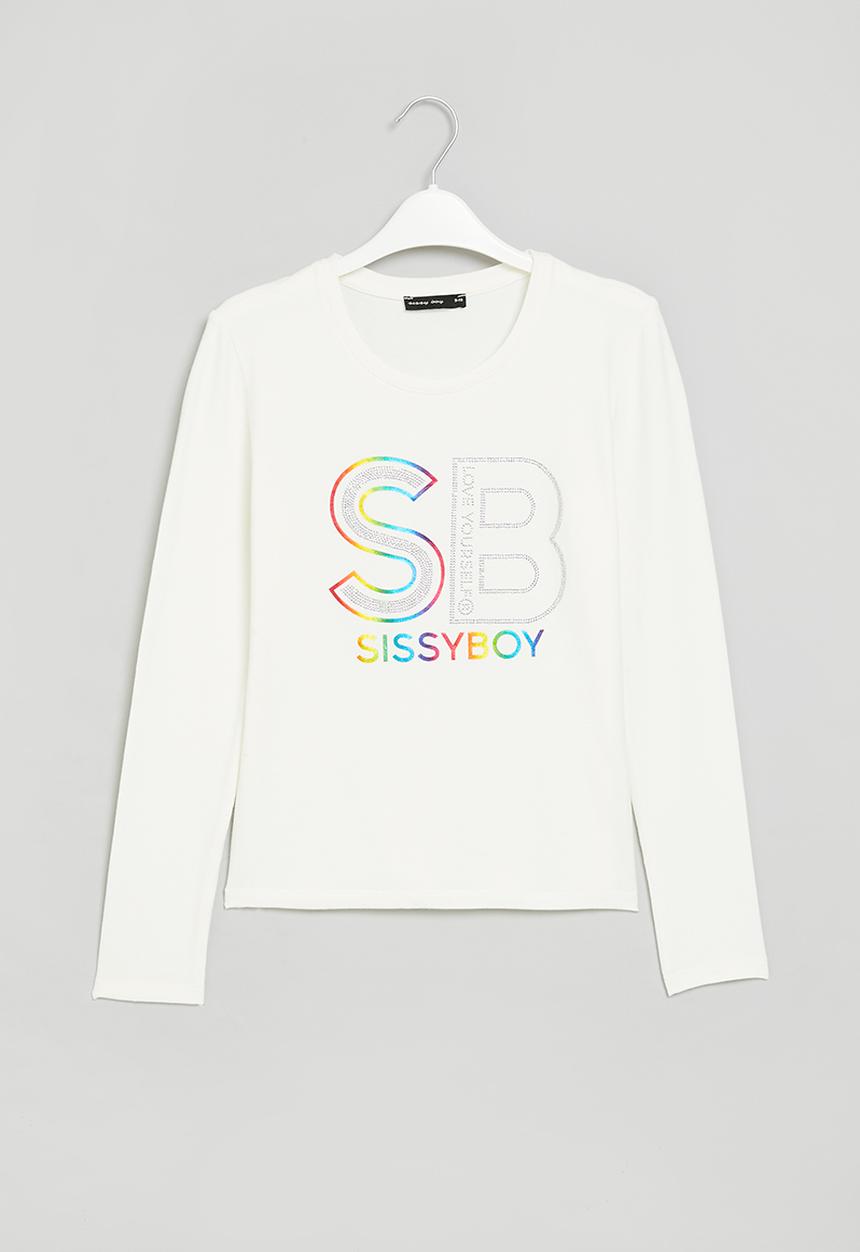 SISSY BOY - Come sun or rain: regular fit top with long sleeves - white